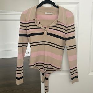 One Grey Day striped bodysuit